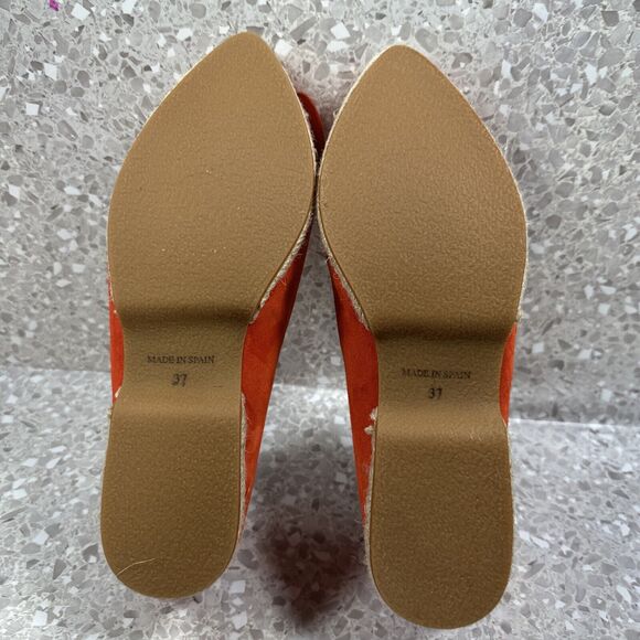 Gaimo Spain Red Suede Flats Women’s 6.5 Espadrille Slip On Flower Detail NWOB - Picture 8 of 12